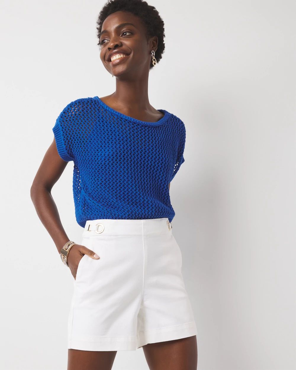 Extra High-Rise Novelty Waist Denim Short | White House